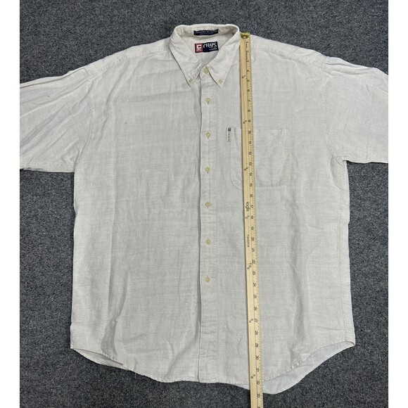 Vintage Chaps Ralph Lauren Linen Blend Shirt Men's Sz Large Pocket Short Sleeve - Picture 7 of 8